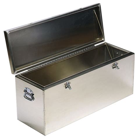 6 foot metal box with hinged lid|rectangular metal box with lid.